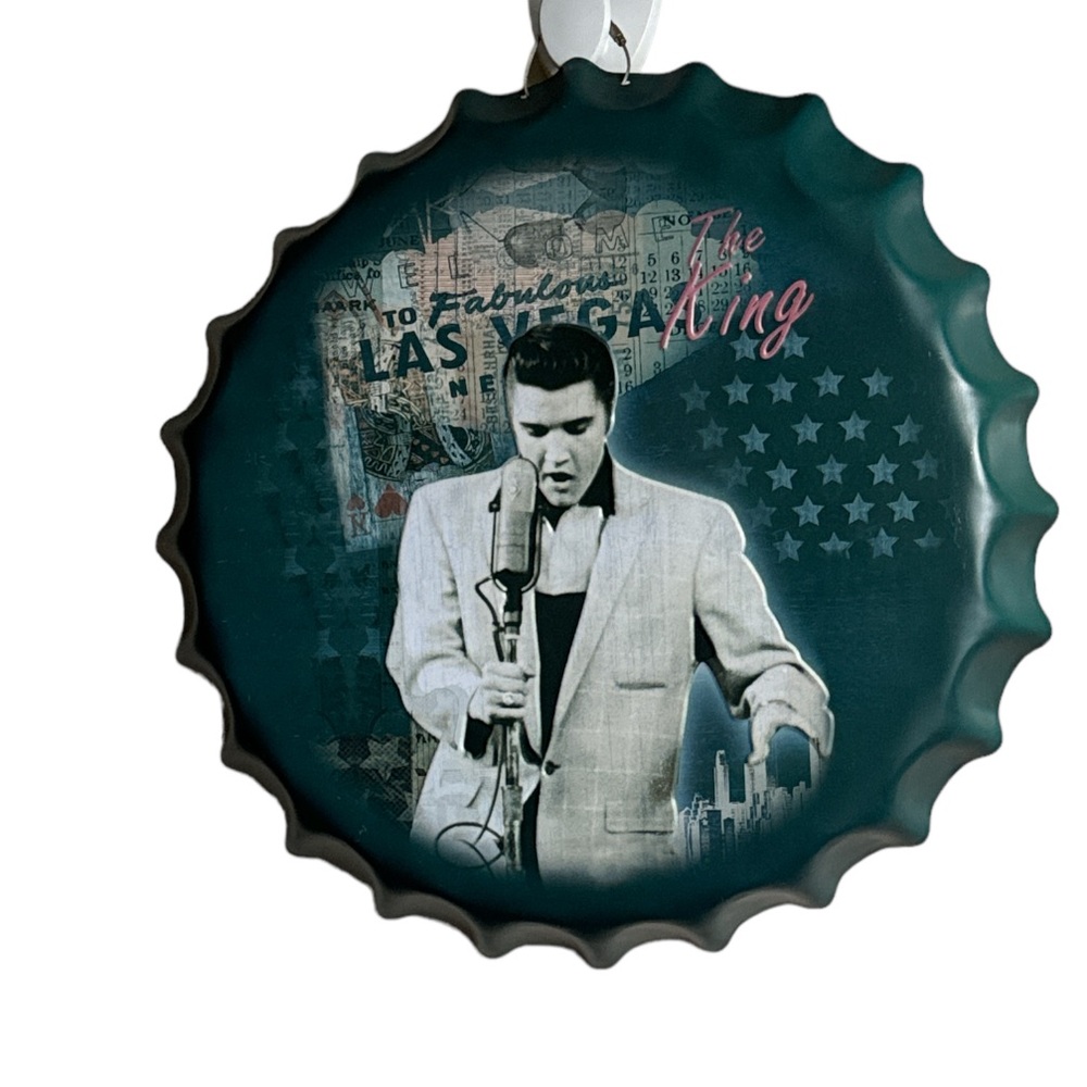 VINTAGE Elvis Presley The King Bottle Cap Diner Wall Hanging Sign Decor